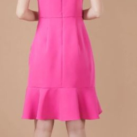 BCBGeneration New Size 16 Fuchsia Pink Square Neck Tulip Ruffle Hem Mini Dress - Picture 4 of 4